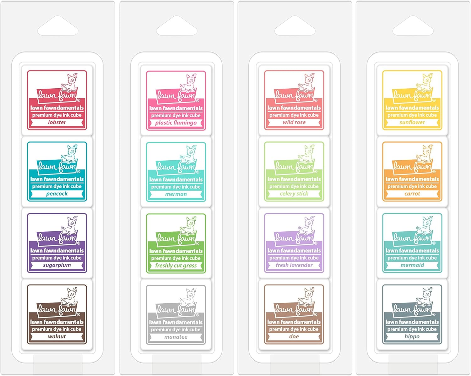 Lawn Fawn Mini Ink Cube Pack Bundle with Candy Store, Gazebo, Tea Party, Tropical Island (Set of 4 Items)