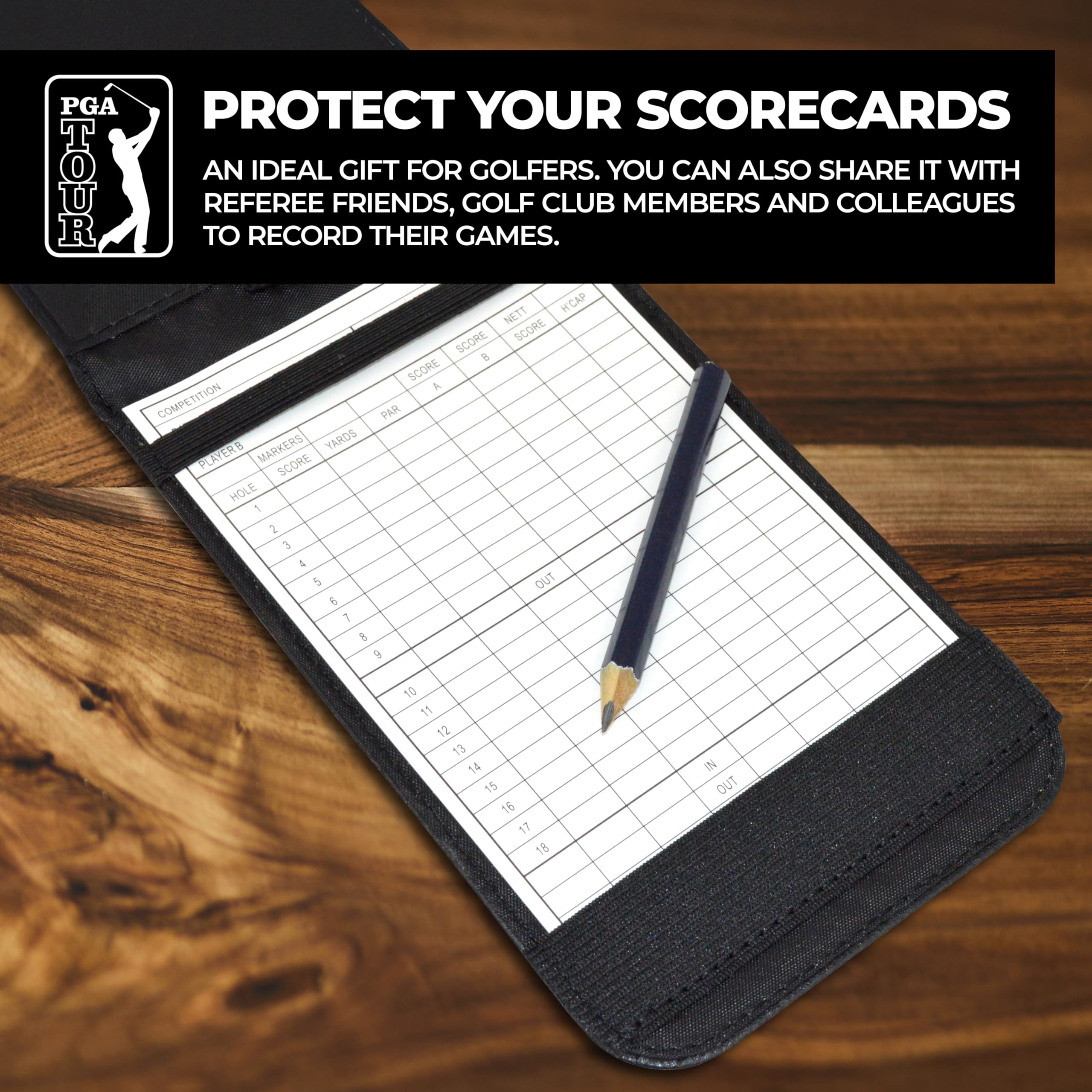 PGA TOUR - Funda para Tarjetas de puntuación, Negro