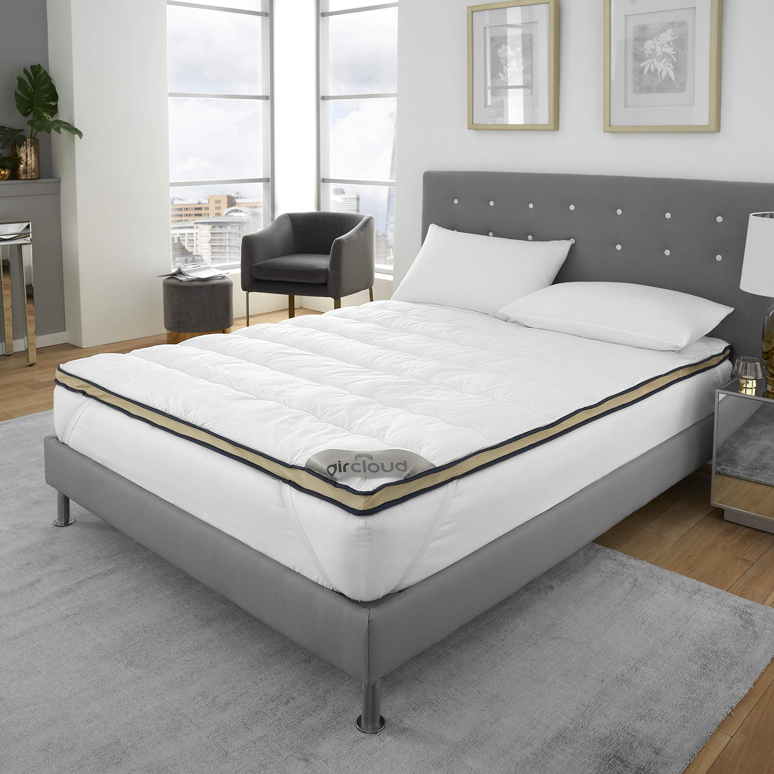 Artistic Fashionista* NEW AirCloud Hotel Quality Antibacterial Non Allergenic Breathable CARBON Mattress Topper 4cm Deep (Small Double - 4FT)