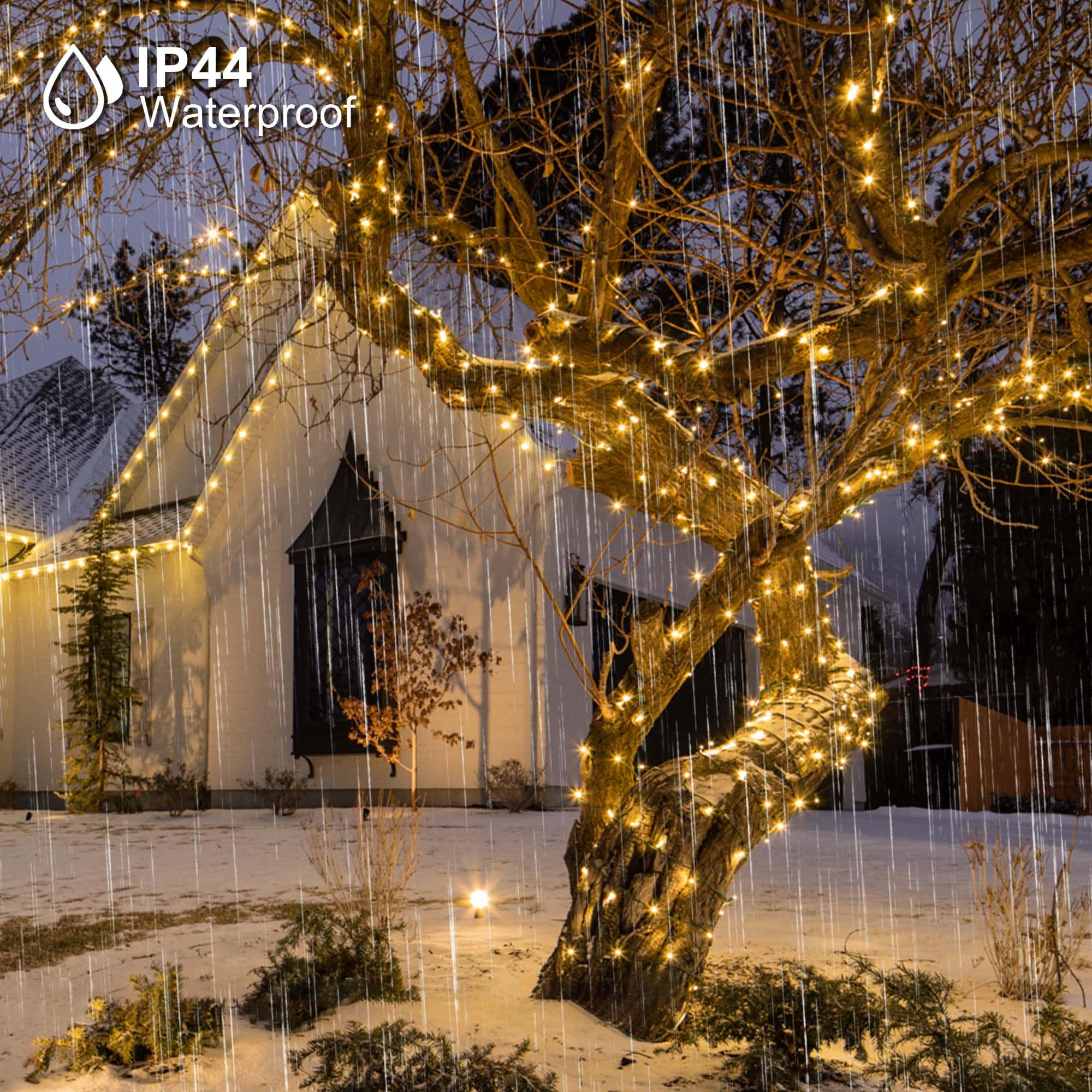 1000 luci LED di Natale, 90 m, per esterni, luce bianca calda con telecomando, luce scintillante impermeabile per albero di Natale, cortile, giardino, decorazione per feste di nozze