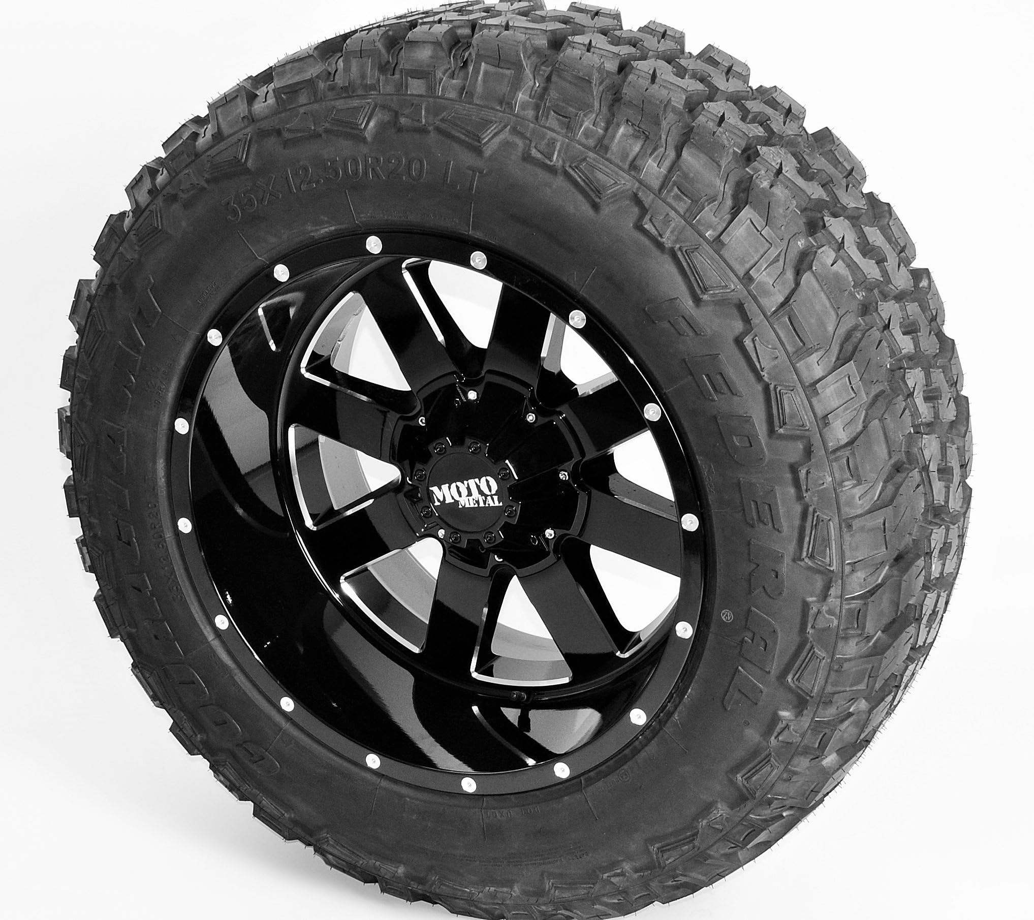 Wheel & Tire Package 20x12 Moto Metal 962 Wheels Black w/Federal Couragia MT 33x12.50R20 Tires Trucks Offroad