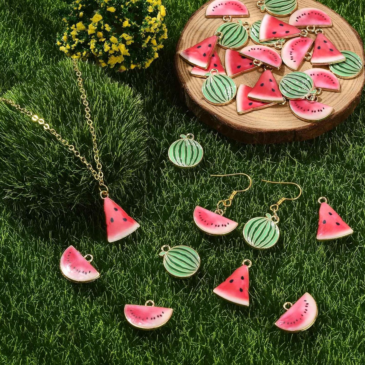 KitBeads 30Pcs 3 Styles Watermelon Slice Charms Summer Fruit Charms Enamel Red Watermelon Charms for Jewelry Making Bracelets Necklaces Crafts - Image 6