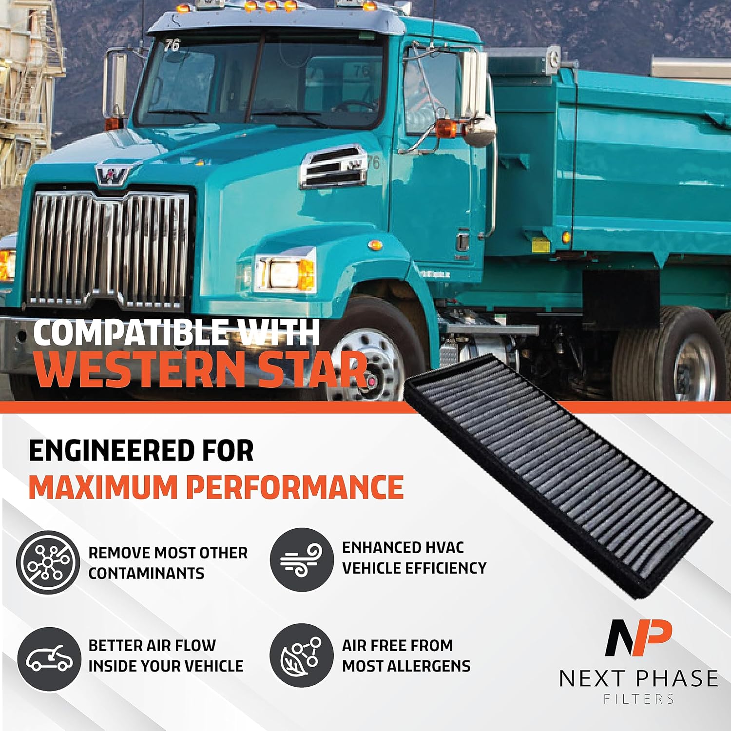 Cabin Air Filter Replacement - Compatible with 2002-2016 Western Star Trucks 4900FA & 4900SA, 2012-2016 4900SB, 4900SF, 4900TS & 4900XD, 2016-2017 5700XE - Replaces O.E. RD388200