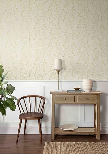 Miniatura 9 de Casa Mia Rollo de papel tapiz de vinilo con hojas metálicas tropicales (cubre 30.75 pies cuadrados) (dorado y marrón)