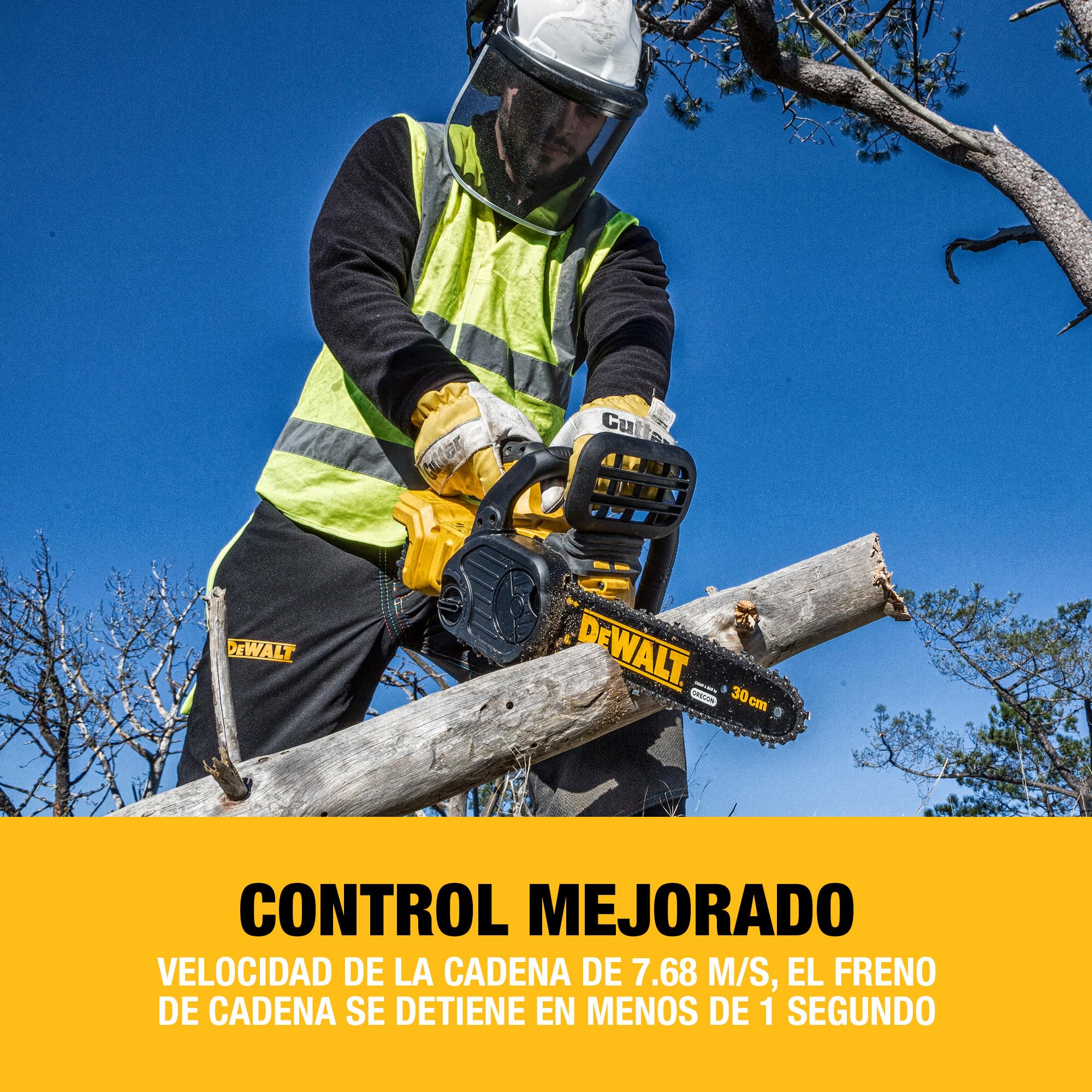 DEWALT Motosierra Compacta Sin Escobillas 18V XR, Espada de 30 cm, Sin batería ni cargador, DCM565N-XJ