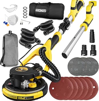 Drywall Sander, 6.5-amp Powerful Electric Drywall Sander with Vacuum, Anto Dust Removal, 7 Variable Speed, 900-1800RPM, Dustless Floor Sander with 26 Power Cord for Popcorn Ceiling