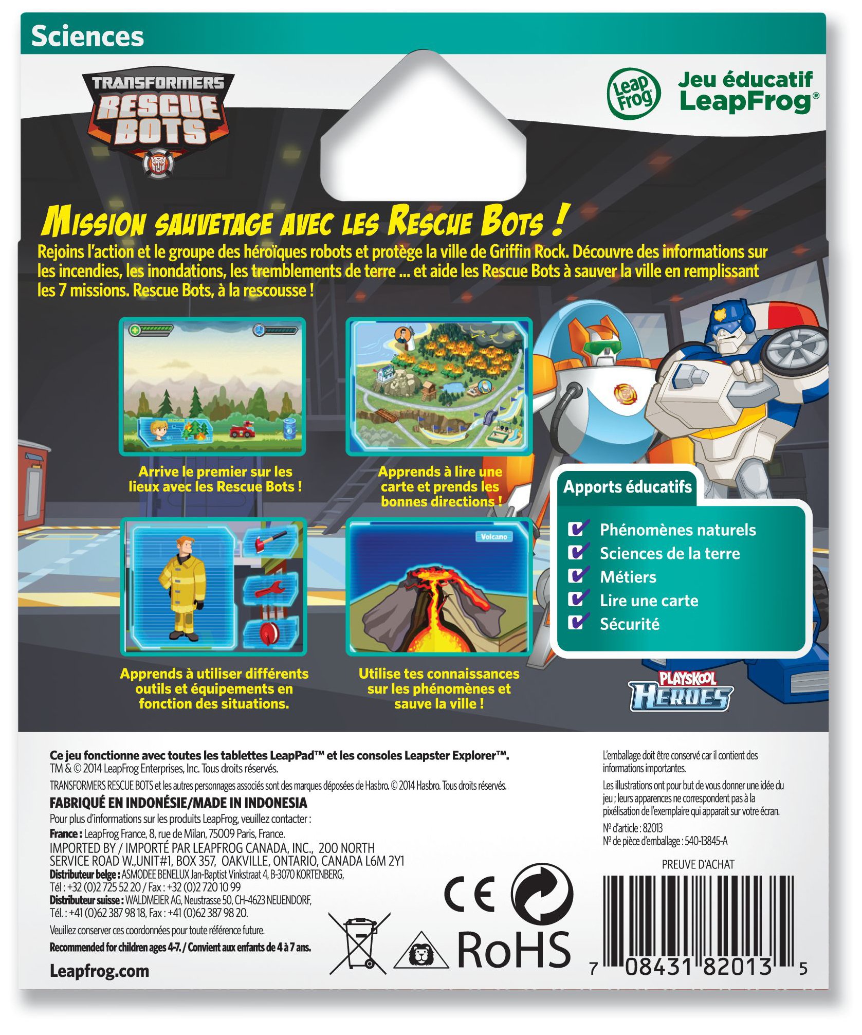 LeapFrog Jeu Electronique Transformers Rescue Bots Leappad Leapster
