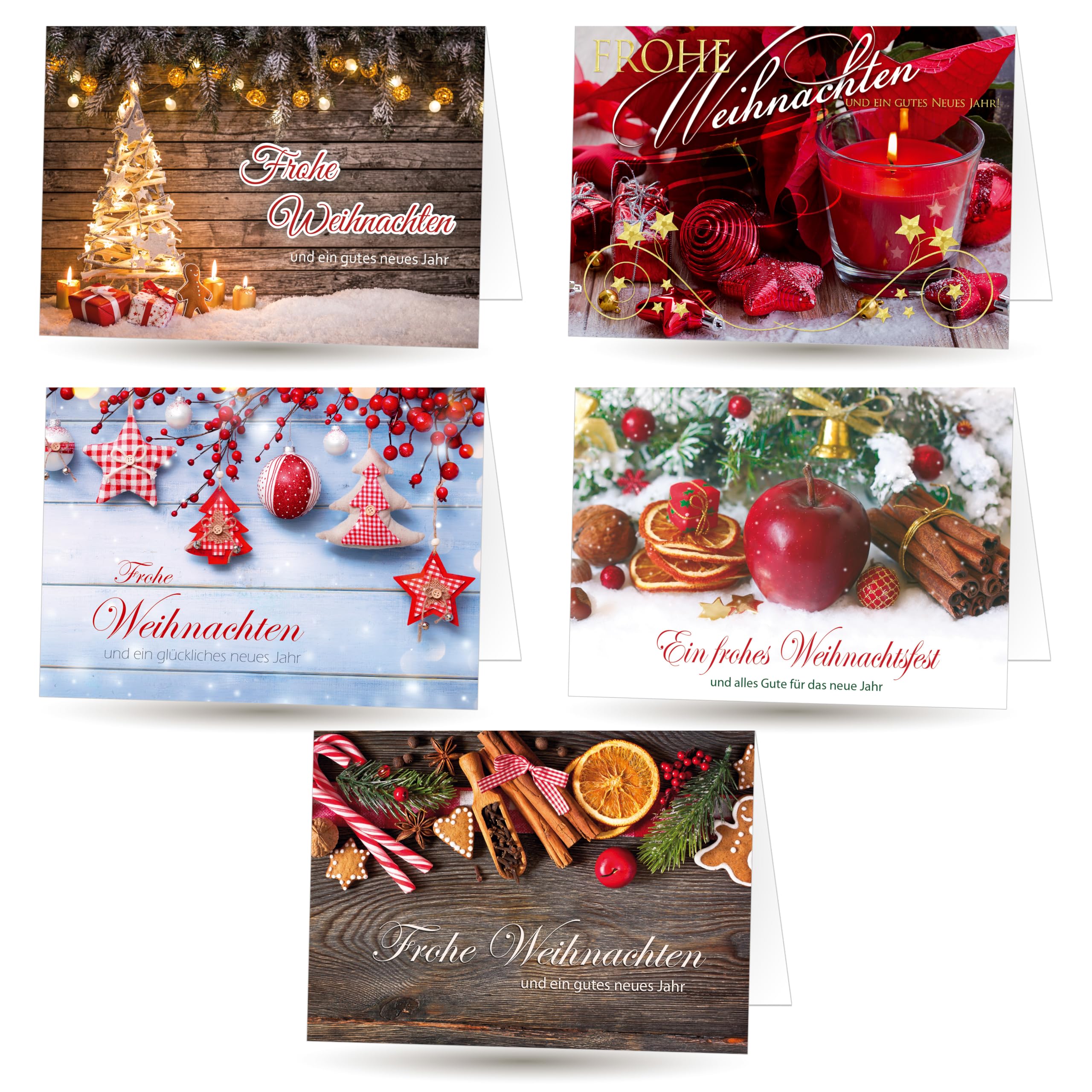 paperSky Weihnachtskarten Set 5 x 20 Motive, 100 exklusive Klappkarten mit Umschlag