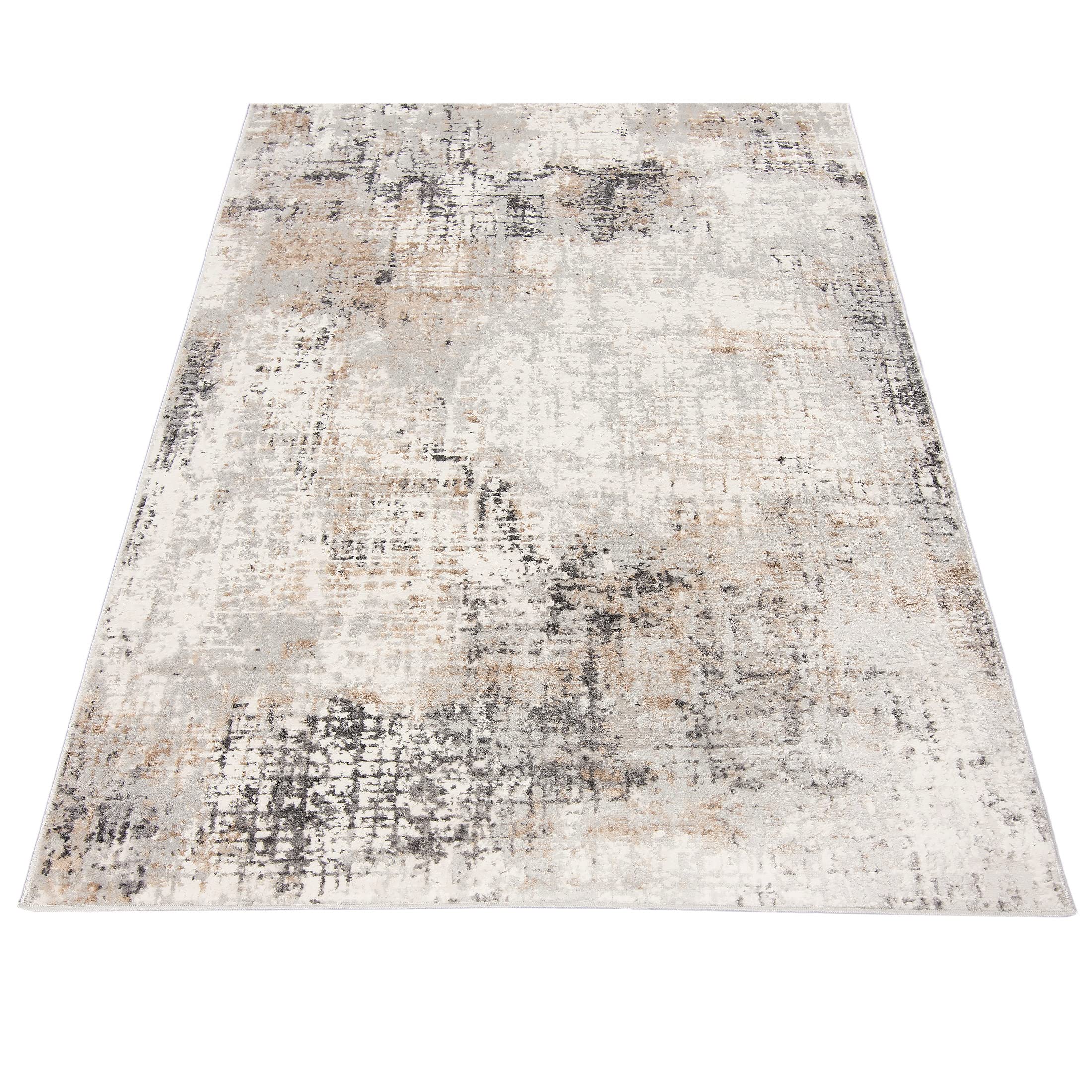 Carpeto Rugs Abstraktes Vintage Designer Teppich - Kurzflor - Weich Teppich für Wohnzimmer, Schlafzimmer, Esszimmer - ÖKO-TEX Wohnzimmerteppich - Teppiche - Beige Grau 1-120 x 170 cm