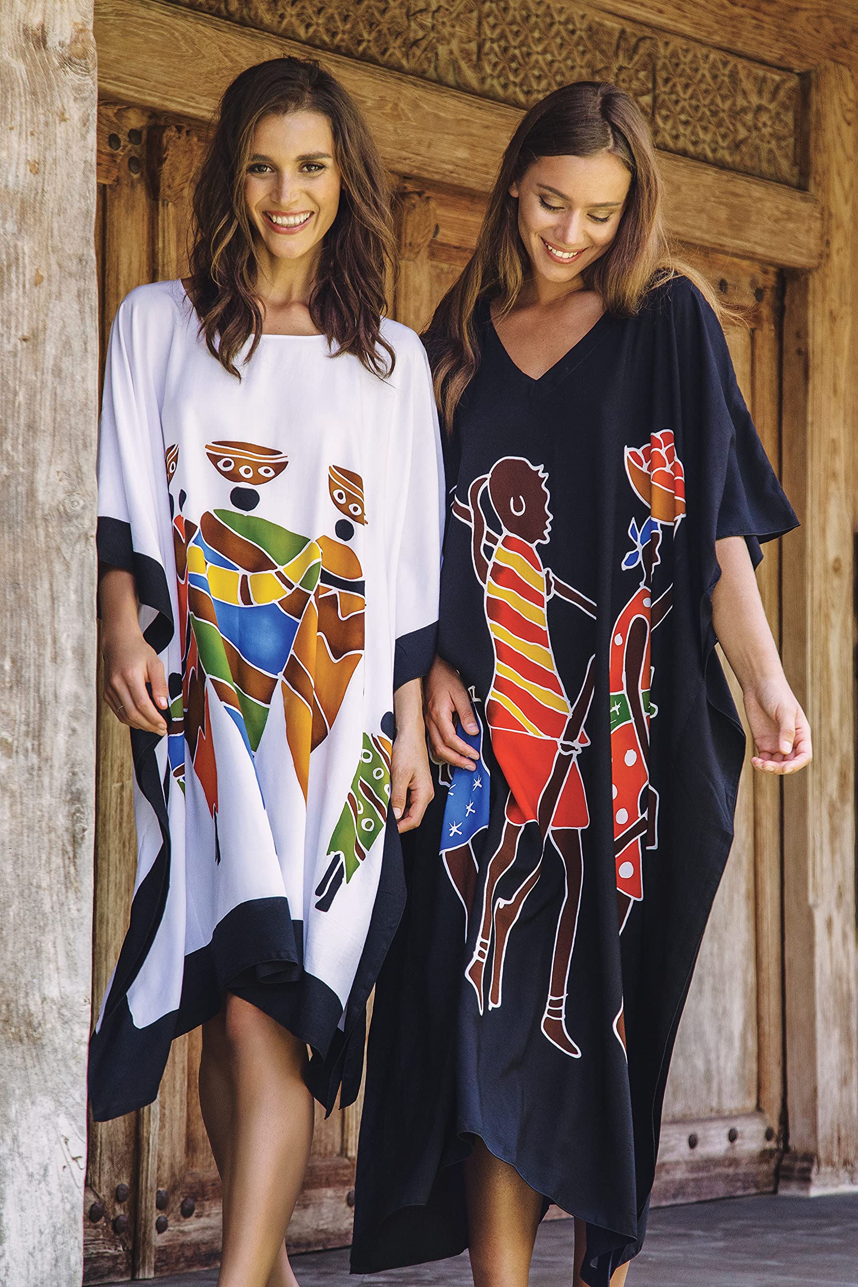 SHU-SHI - Caftán Corto para Mujer - Corte Estilo Poncho - Ideal para la Playa - Tallas Grandes