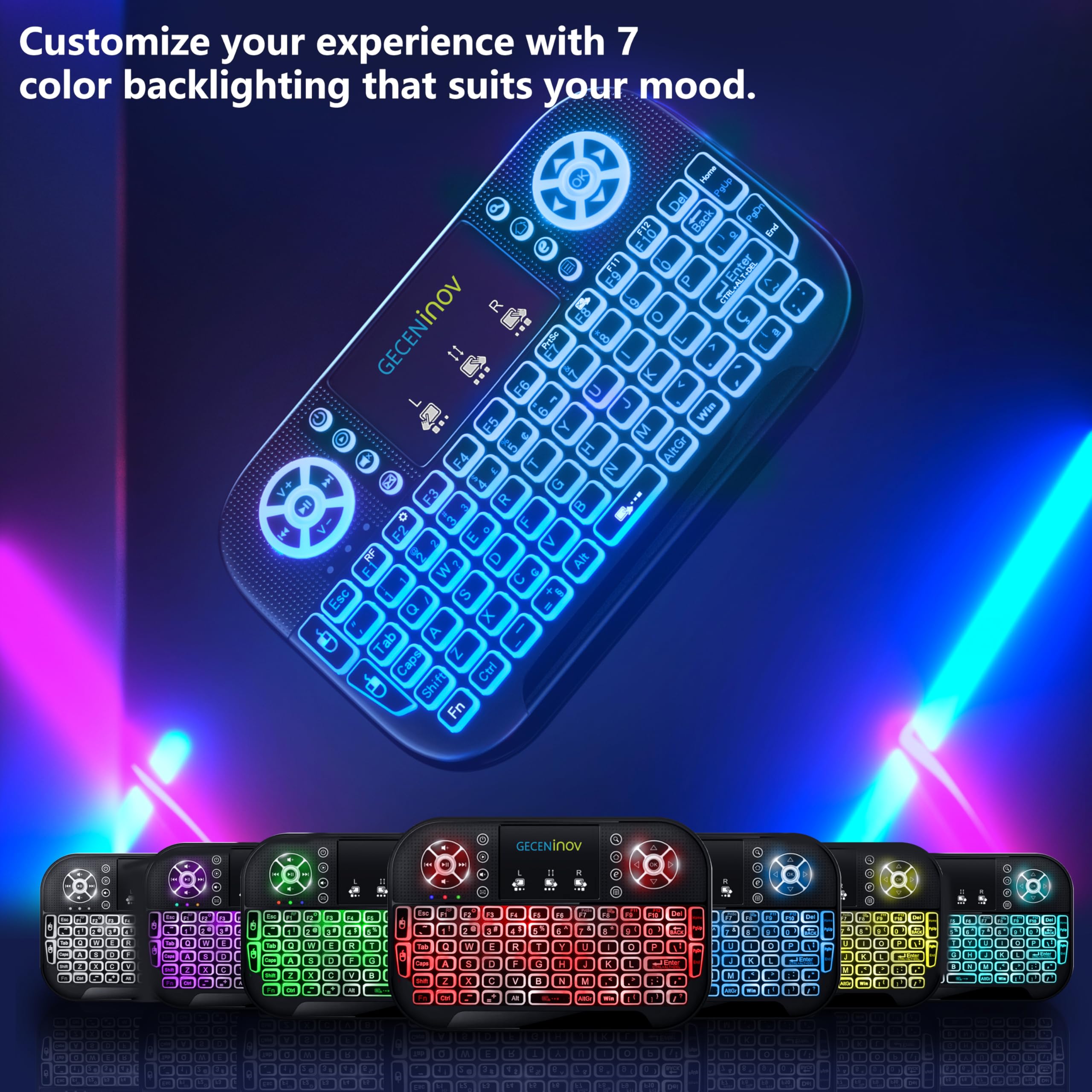 ❤️未使用　バックライト付 マルチファンクション キーボード タッチパッド搭載 Amazon | ミニ キーボード ワイヤレス式 2.4GHz ＆Bluetoothキーボード