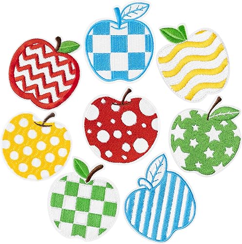 Kirako 9 parches para planchar para el regreso a clases, lápiz ABC colorido Apple School Bus Coser Reparación Bordado Apliques DIY Manualidades