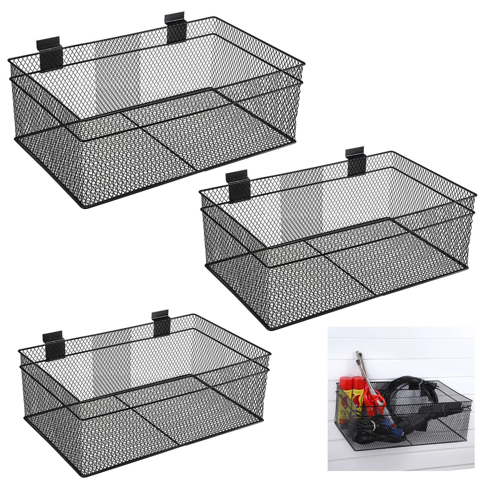 Panier de rangement de garage pour panneau à lattes et atelier ordonné