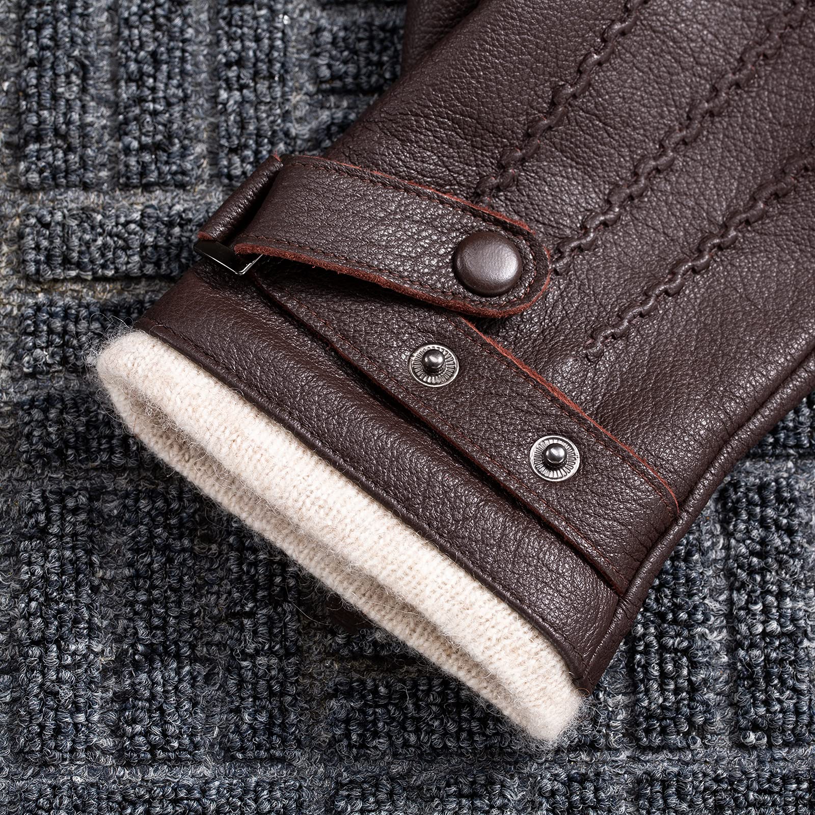 Acdyion Guantes de invierno para hombre, de piel, para pantalla táctil, informales, para exteriores, con forro térmico suave y cálido para vestido, conducción