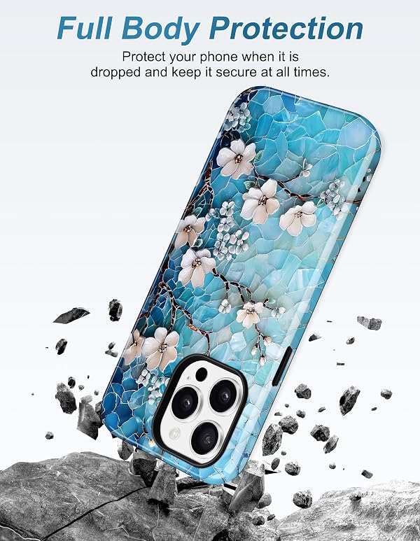 Aitipy Magnetic Flower Phone Case for iPhone 17 Pro, Blue by Aitipy - Used condition - Image 4