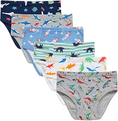 Slenily Little Boys Sharks Briefs Toddler Kids Truck Cars Underwear Soft Cotton Airplane Undies Pack of 6