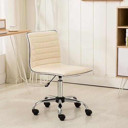 Miniatura 4 de Roundhill Furniture Fremo Chromel - Silla de oficina ajustable con elevación de aire, color beige Beige,Blanco