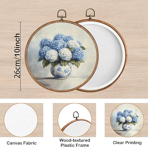 Miniatura 7 de KSDUT Chinoiserie - Arte de pared con diseño de florero de flores, arte de pared de chinoiserie azul y blanco, marco de lienzo para colgar,