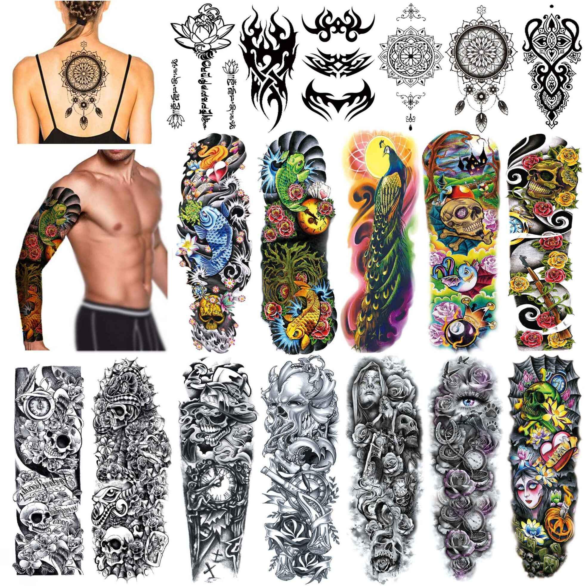 Buy Full Arm and Half Arm Tattoo sleeves for Men Women 18 Sheets,Grier