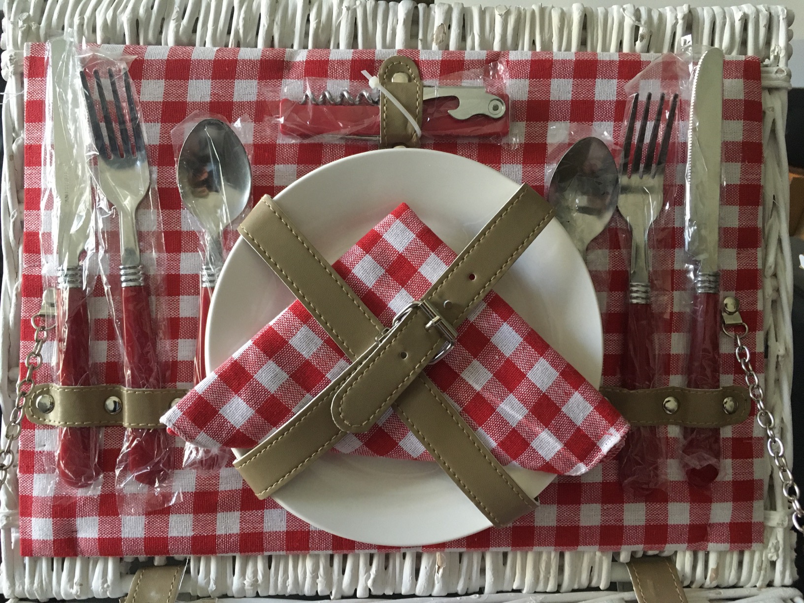 INNO STAGE Romantic Wicker Picnic Basket for 2 Persons, Special White ...