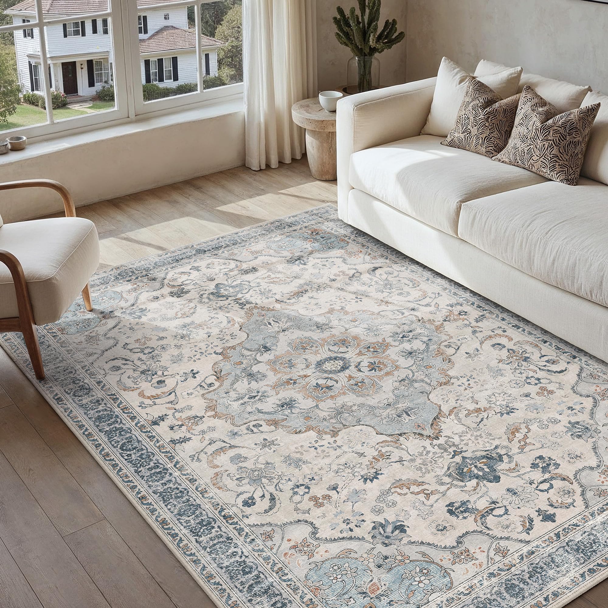 PureCozy Teppich Wohnzimmer Waschbarer Vintage Aurora Tepiche for Schlafzimmer