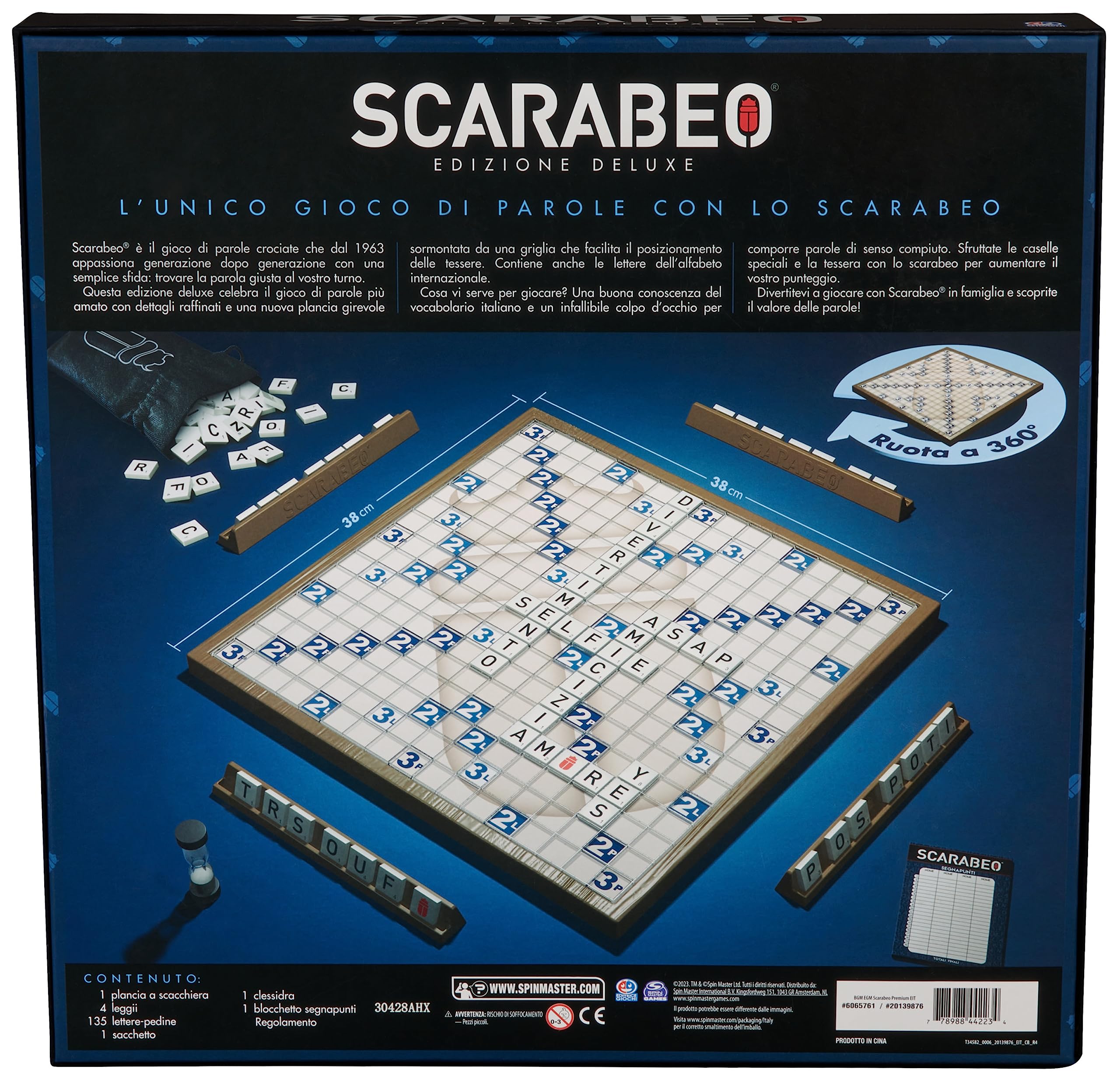 Scarabeo 60th Anniversary Premium Edition od Editrice Giochi Rotating Scrabble gra planszowa | Gry słowne | Gry planszowe dla dorosłych i dzieci w wieku od 8 lat