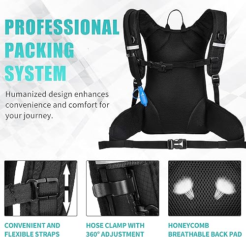 Miniatura 4 de MIRACOL Mochila de hidratación para agua  Paquete de agua con bolsa de agua de 2 L  Mochila de hidratación Hydropack para correr, ciclismo,