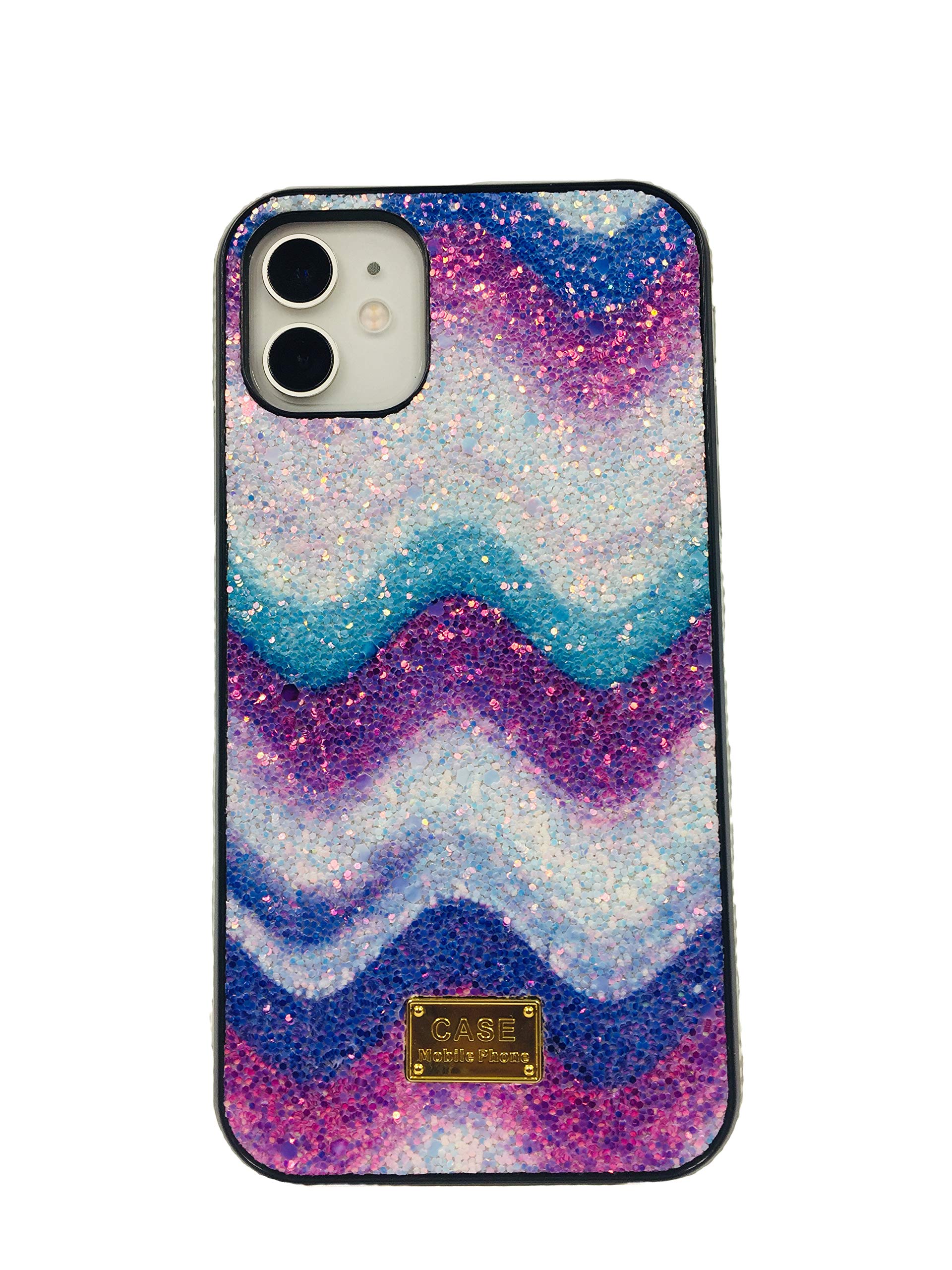 Luxx iPhone 11 / iPhone 11 Pro Max Glitter Case Wave Design with Bling Bumper PC + TPU Hybrid Shockproof Case for Women & Girls iPhone 11 (6.1") Purple