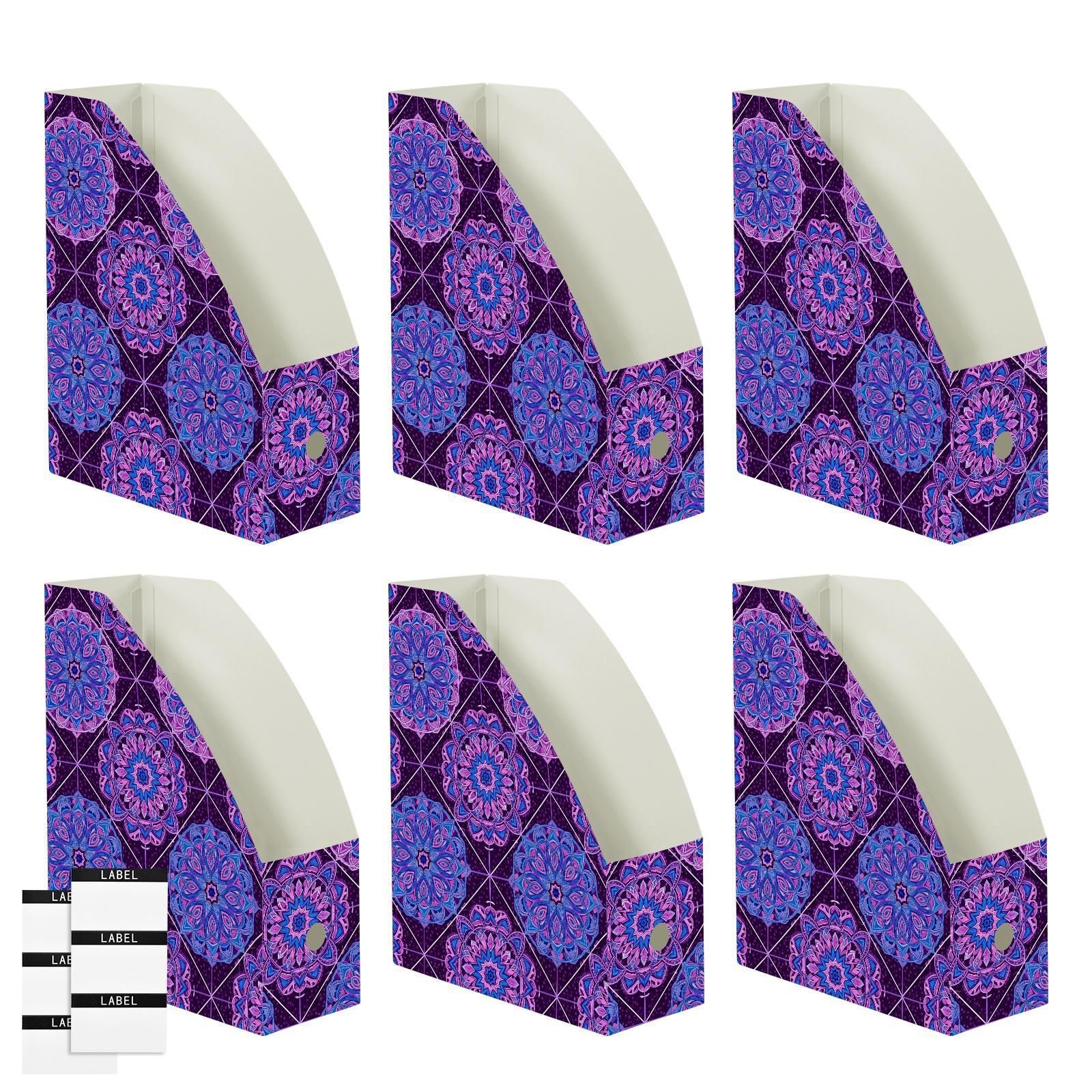 Confezione piatta estetica floreale viola organizer per scrivania