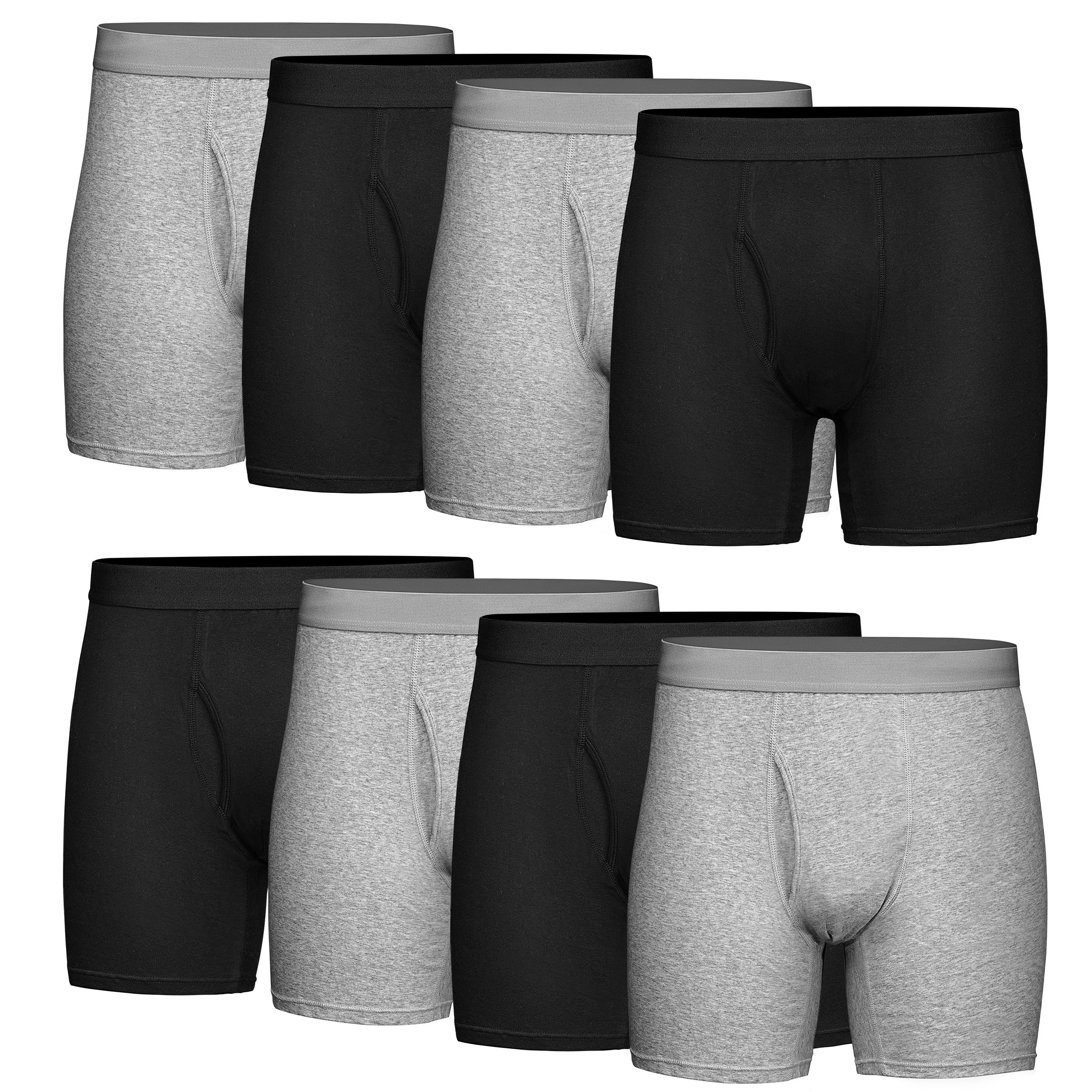 DF DUALFERV Mens Underwear, 8 Pack Mens Underwear Boxer Briefs, Soft Cotton Underwear Men, Breathable Spandex Underwear