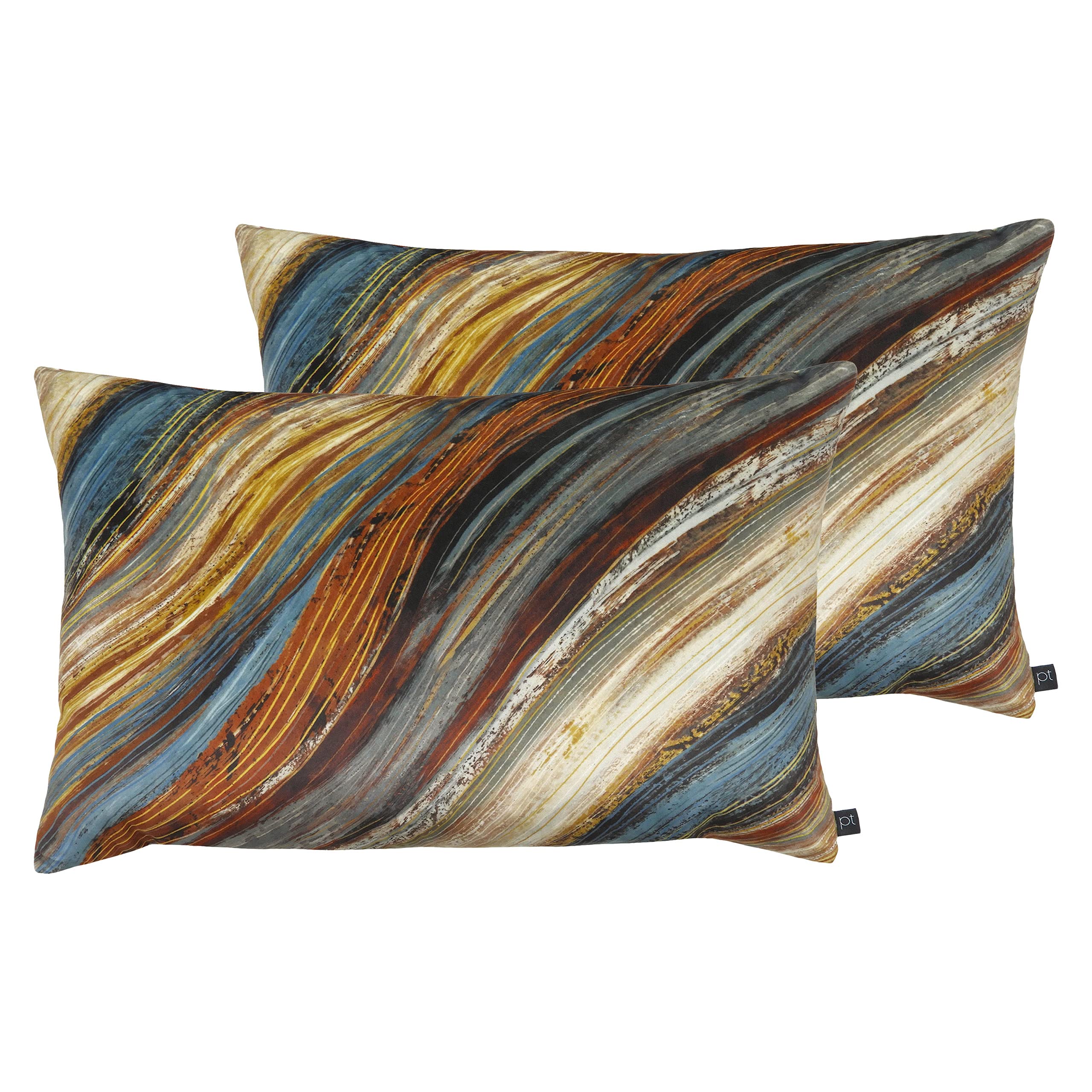 Prestigious Textiles Heartwood Peacock Blue Polyester Filled Cushions Twin Pack - 60x40cm