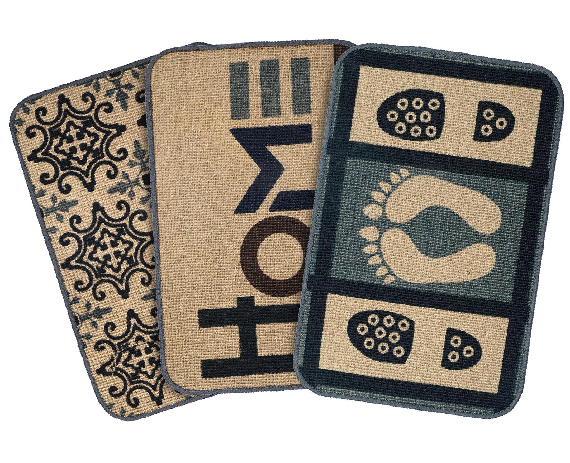 SARAL HOME EASY LIVING Jute Printed Rectangular Doormat,Set of 3 Durable & Washable Doormat for Home/Kitchen/Lobby/Outddoor Living Room Rug for Entrance Door(Grey,40x60cm)-picture-33
