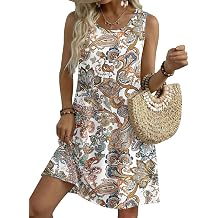 Zeagoo Summer Dresses for Women 2026 Sleeveless Casual Floral Tshirt Sundress with Pockets Loose Tank Beach Dress
