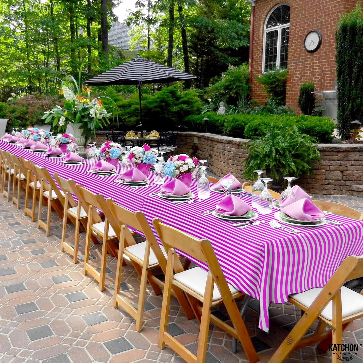 KatchOn, Silver and Pink Tablecloth - 4 Pack, 108x54 Inch | Pink Plastic Table Cloth Disposable for Princess Birthday Party Decorations