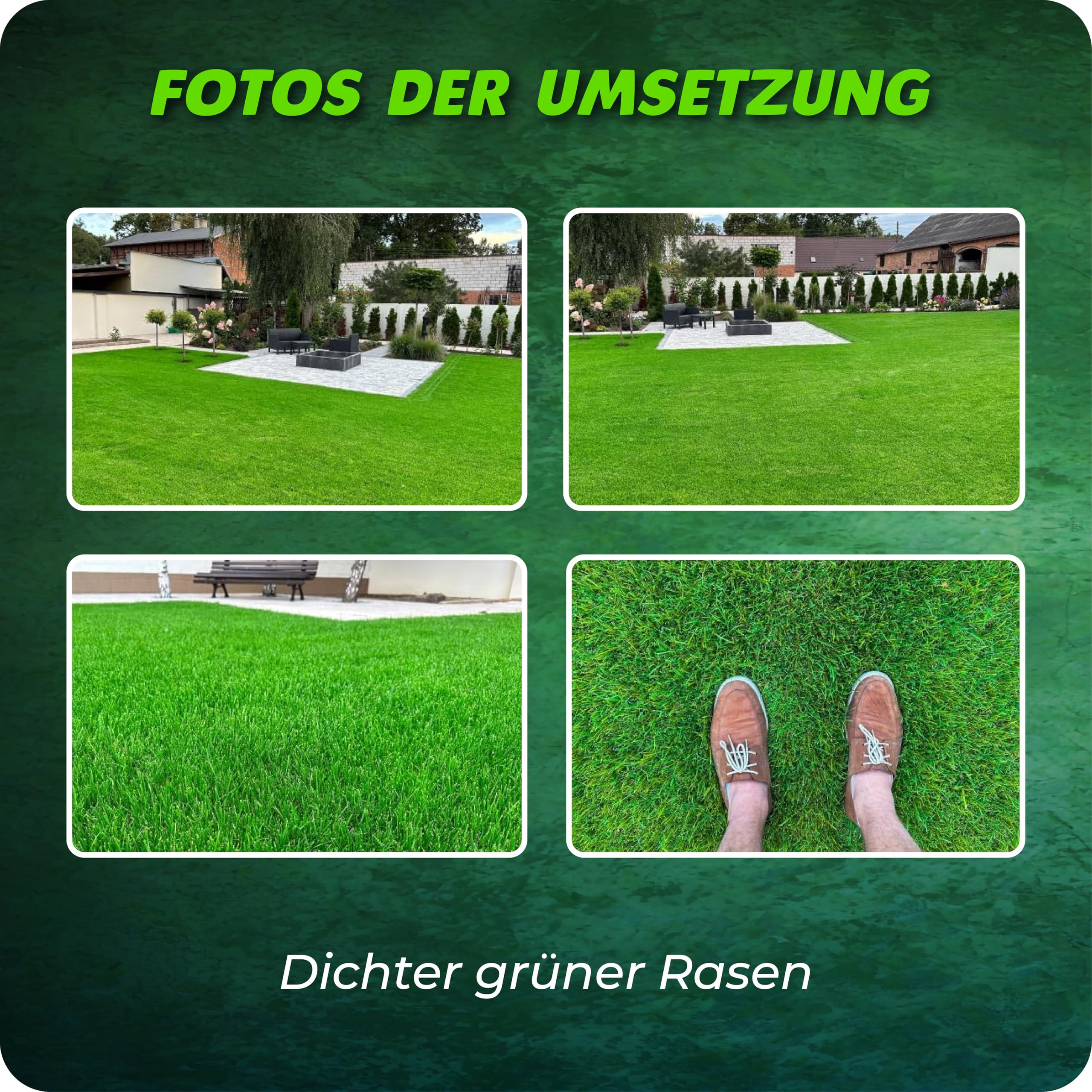 Matte mit integrierten Rasensamen - Gras auf der Rolle für eine einfache Aussaat - biologisch abbaubare Rasenvlies-Grassamen schnellkeimend- Rasenrolle (10m²) - Rasenmatte