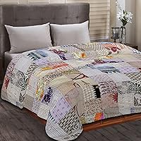 Vista 17 de Boho Sanskriti Colcha de seda india Kantha de retazos de seda tamaño Queen Twin Patola Colcha