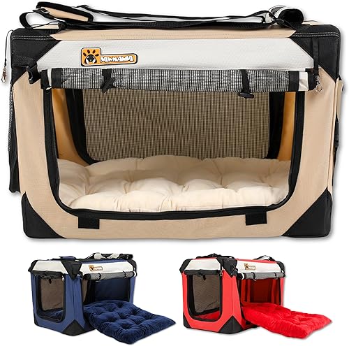 Transportadora extragrande para perros y gatos de 20 x 13 x 13 pulgadas, plegable, suave, portátil, con cojín, reduce la ansiedad, ahorra espacio,