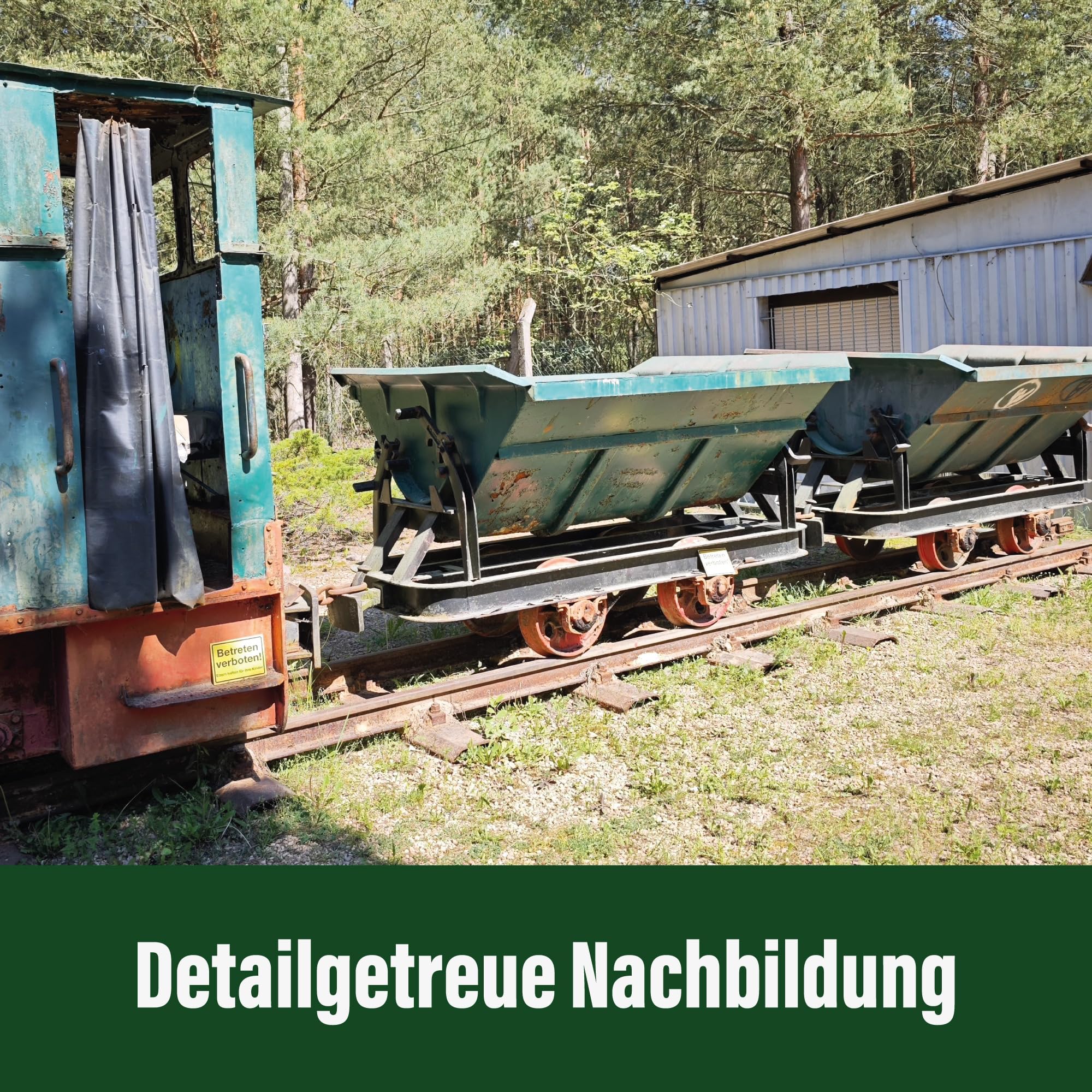 3er Set Kipplore Grubenhunt Feldbahnwagen grün - Selbstbauwagen/Bausatzwagen - Gartenbahn Spur G