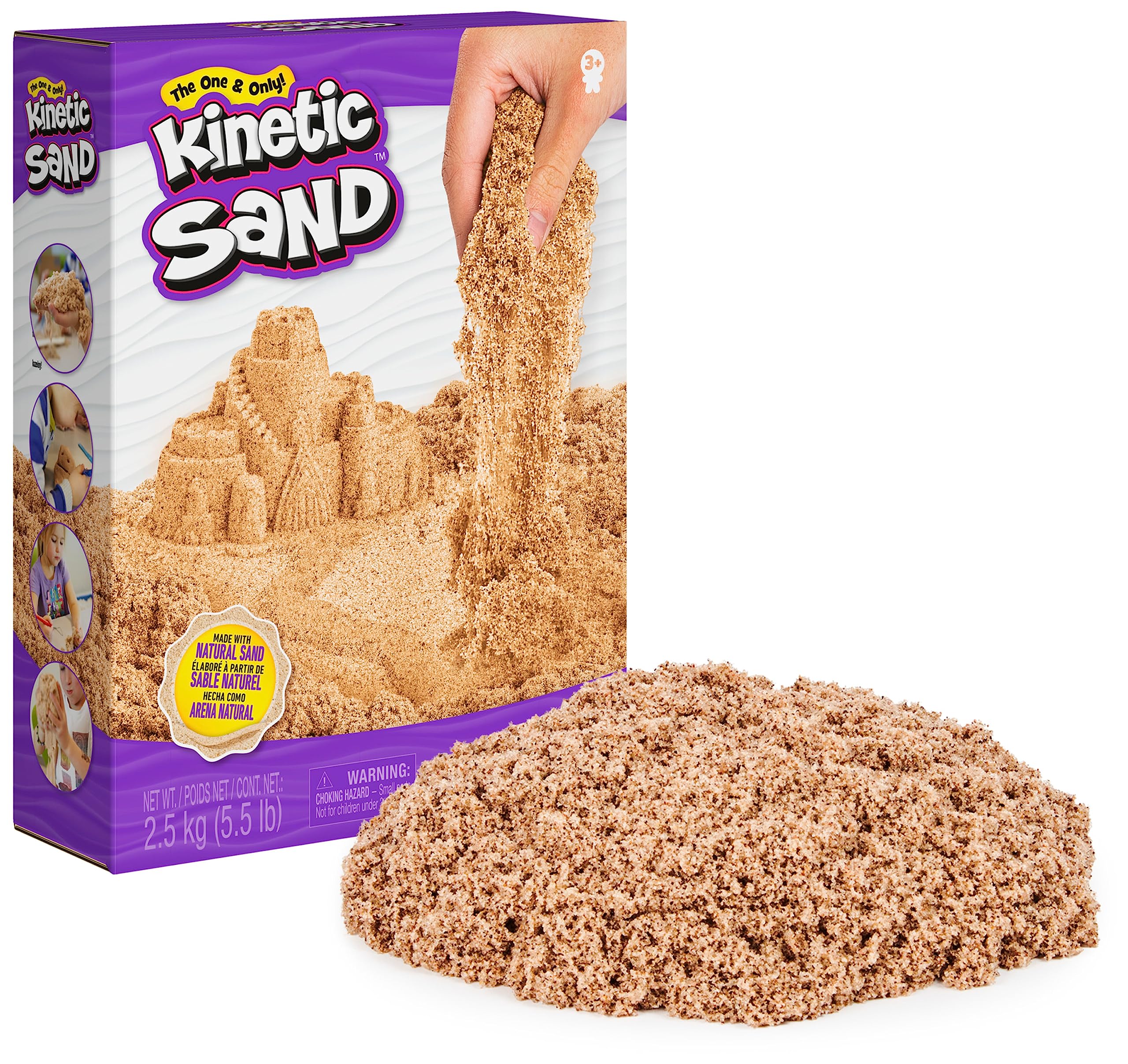 Kinetic Sand, Sachet de 2,​5 kg de entièrement Naturel Brun pour mélanger, sculpter et créer, pour Les Enfants à partir de 3 Ans