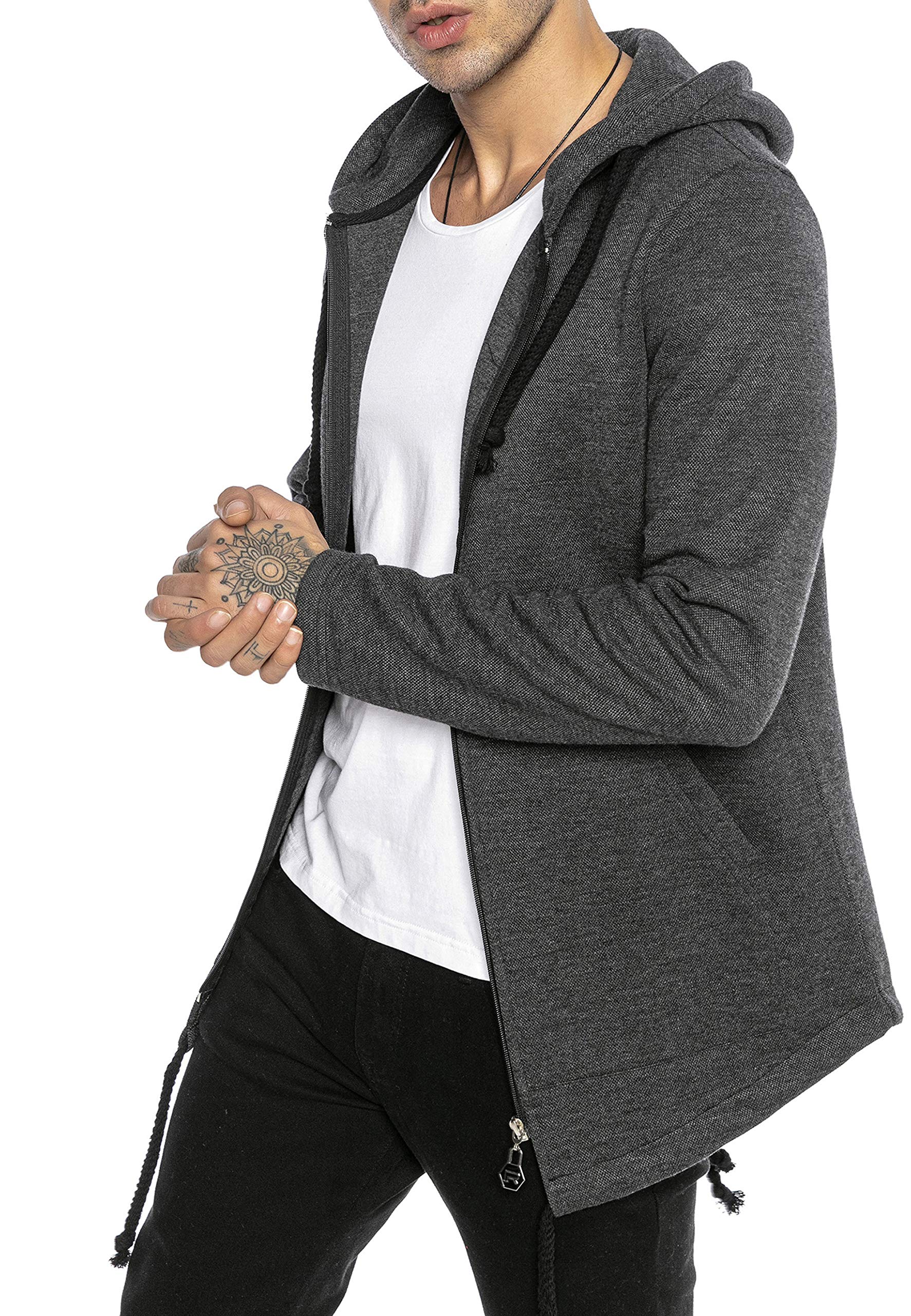 RED BRIDGE Cárdigan para Hombre Suéter con Capucha Sudadera Chaqueta Corte Largo Oversize