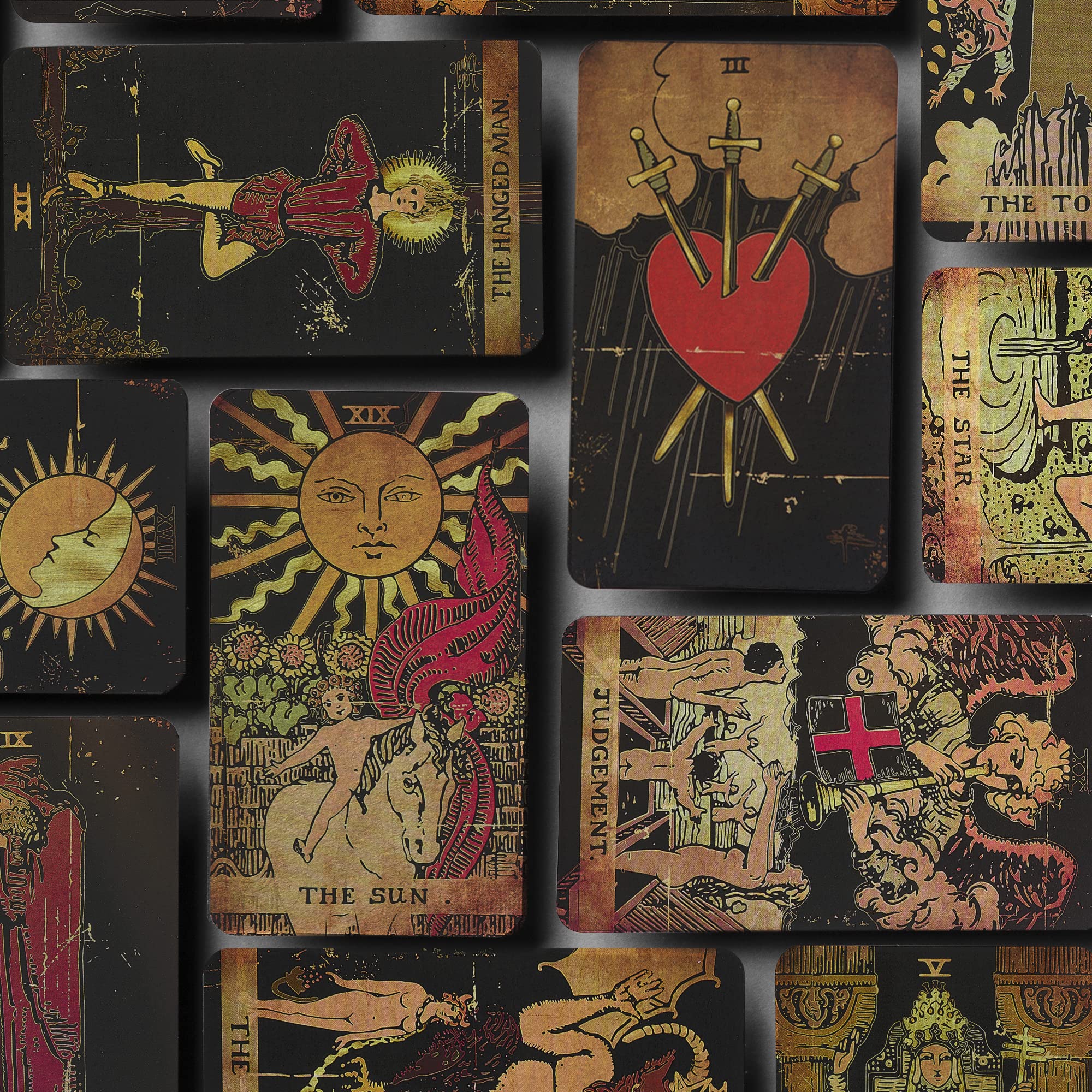 Tarot Cards, 78 Tarot Deck, Original Tarot Cards for Beginners and Experts with Guide Book and Gift Bag, Fortune Telling Game, Divination Tools for All Skill Levels, Black.