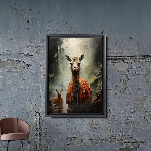 Miniatura 4 de Alpaca Canvas Wall Art for Bathroom Living Room Wall Decoration Animal Wall Painting Autumn Landscape Wall Picture Aesthetic Alpaca Wall Decor