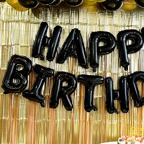 Miniatura 5 de Cortina de flecos dorados, decoraciones de cumpleaños para hombres, pancarta de feliz cumpleaños, letras de globos de feliz cumpleaños, globos de