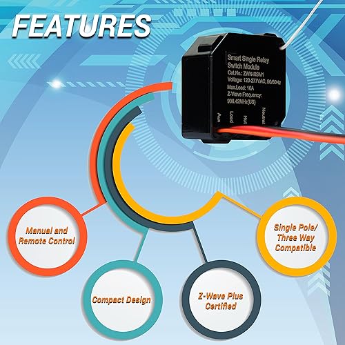 Miniatura 8 de Módulo de interruptor inteligente por relé Enerwave Z-Wave convierte cualquier interruptor empotrado en pared en un interruptor Z-Wave, 120-277VAC,