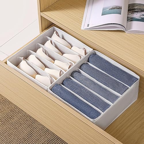 Miniatura 3 de Coorganisers Paquete de 4 organizadores de cajones de jeans para ropa, organizador de ropa de armario de 5 rejillas, organizadores de armario de