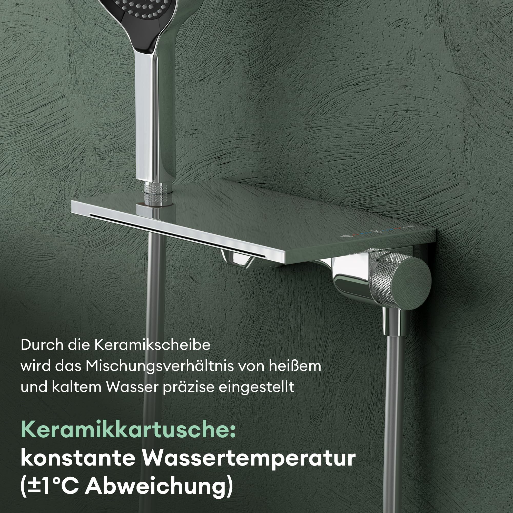 Mai & Mai Badewannenarmatur mit Handbrause, Wannenarmatur Wasserfall Silber | Wandarmatur für Badewanne aus Messing, 5 Strahlarten, Duschbrause mit Unterauslauf und Handbrause DSN-401