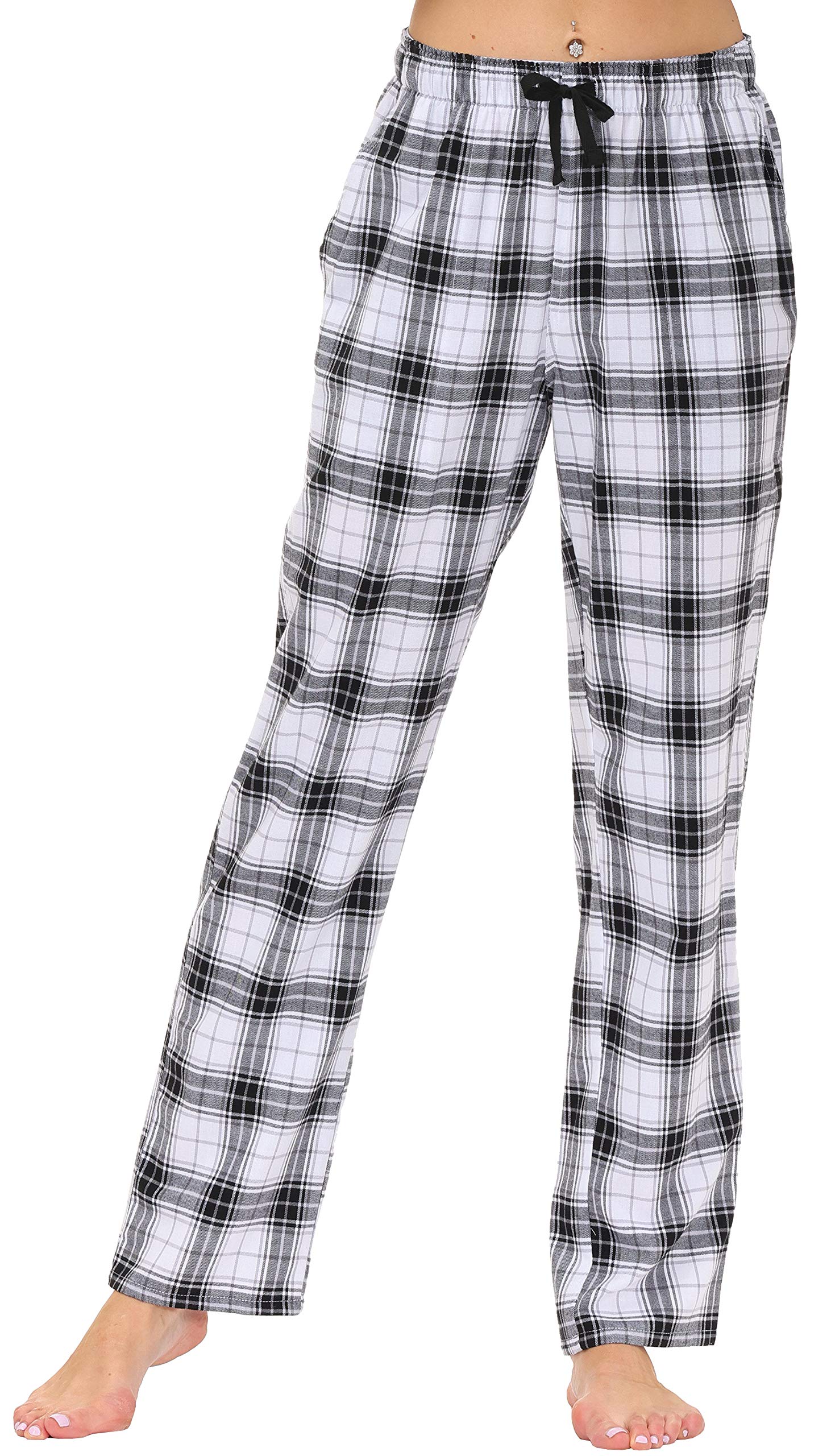 AIRIKE Donna Pantaloni Lungo Pigiama Cotone Pantaloni Morbidi a Quadretti con Tasche