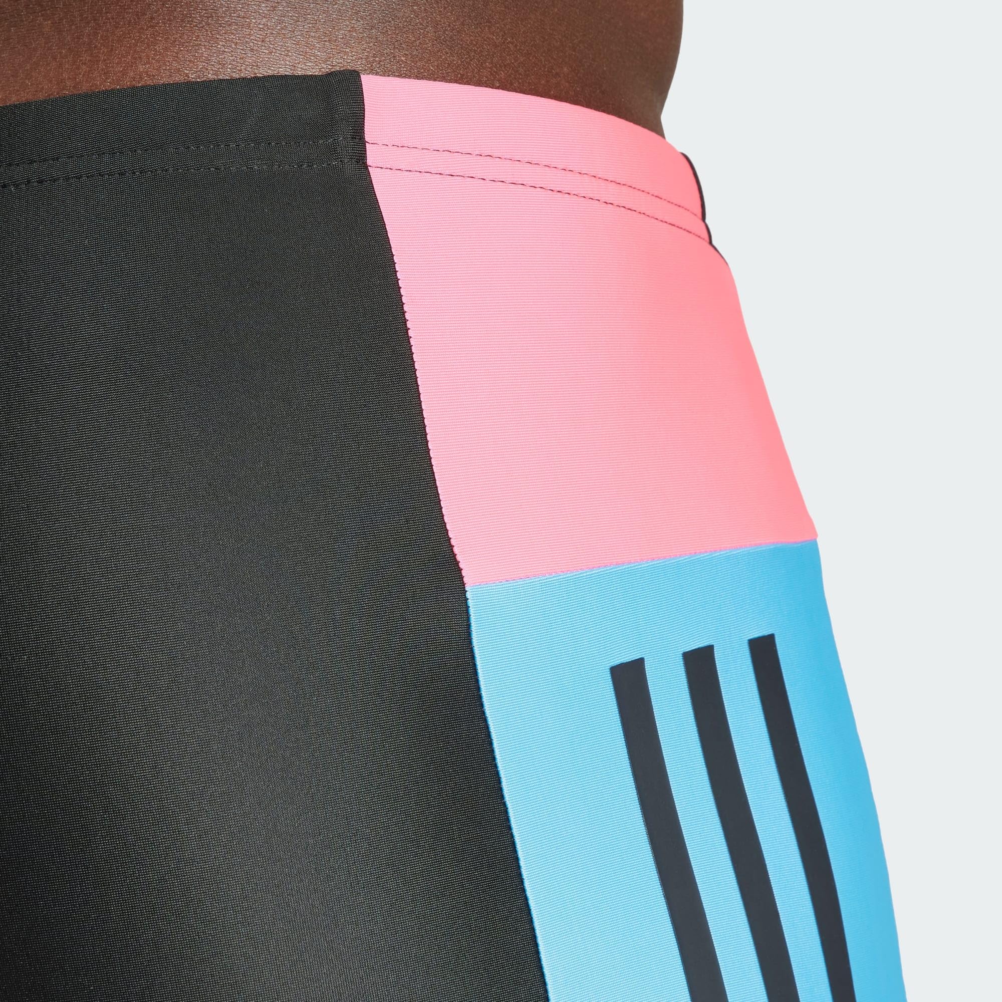 adidas Męskie bokserki do pływania w kolorowe bloki 3 paski, 34, Czarny, 152