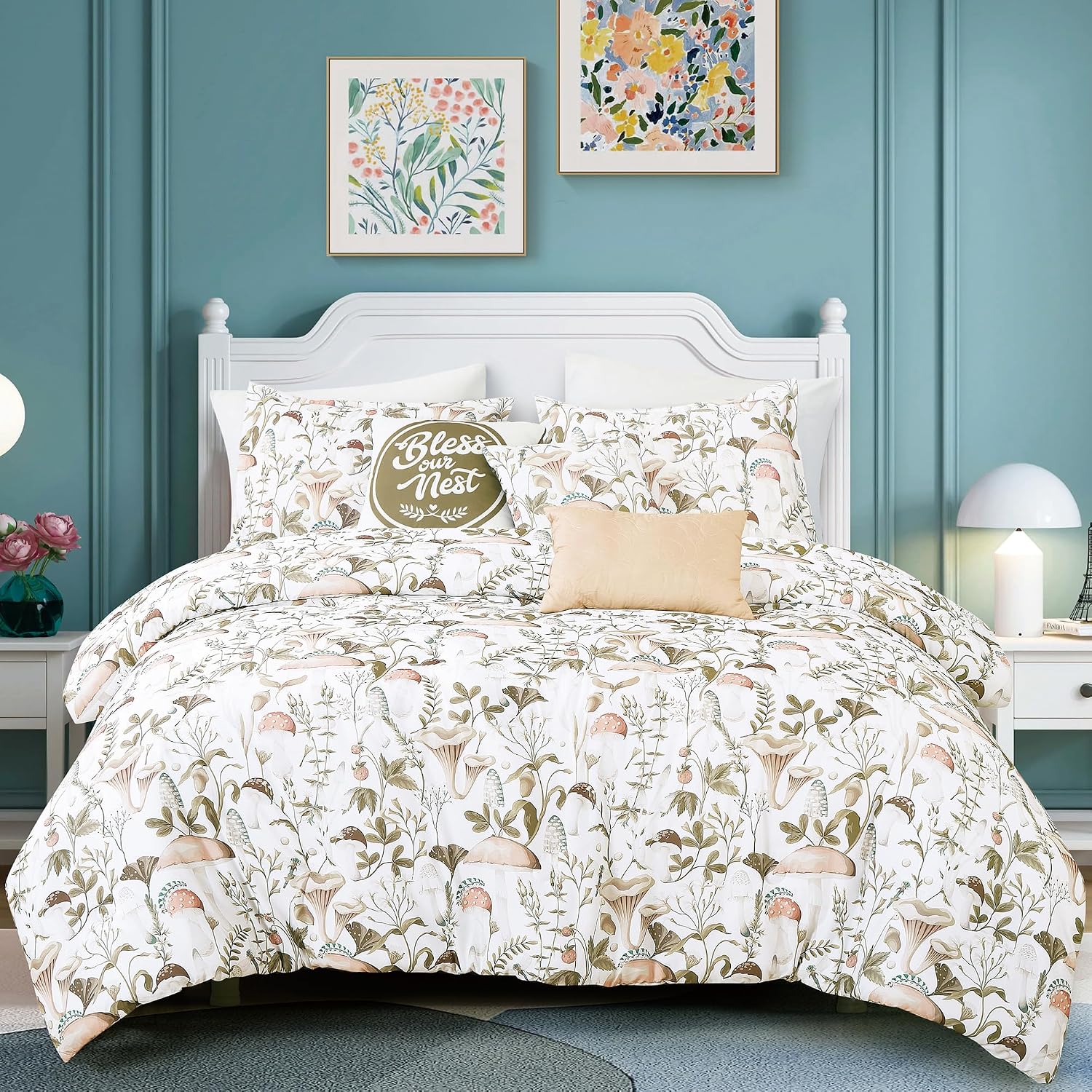 Amazon.com: ESCA Mushroom Comforter Set - 6-Piece Woodland Botanical ...