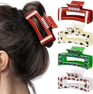 PANTIDE 4Pcs Football Hair Claw Clips for Women Girls - Sport Game Day R...